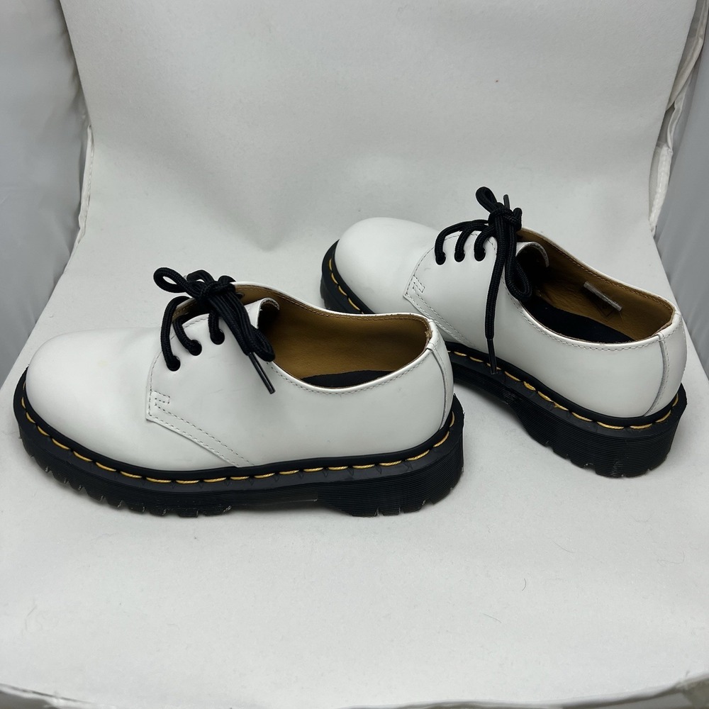 Dr Martens 1461 Quad Smooth Leather Platform Shoes Sz 5 White Punk Grunge Goth